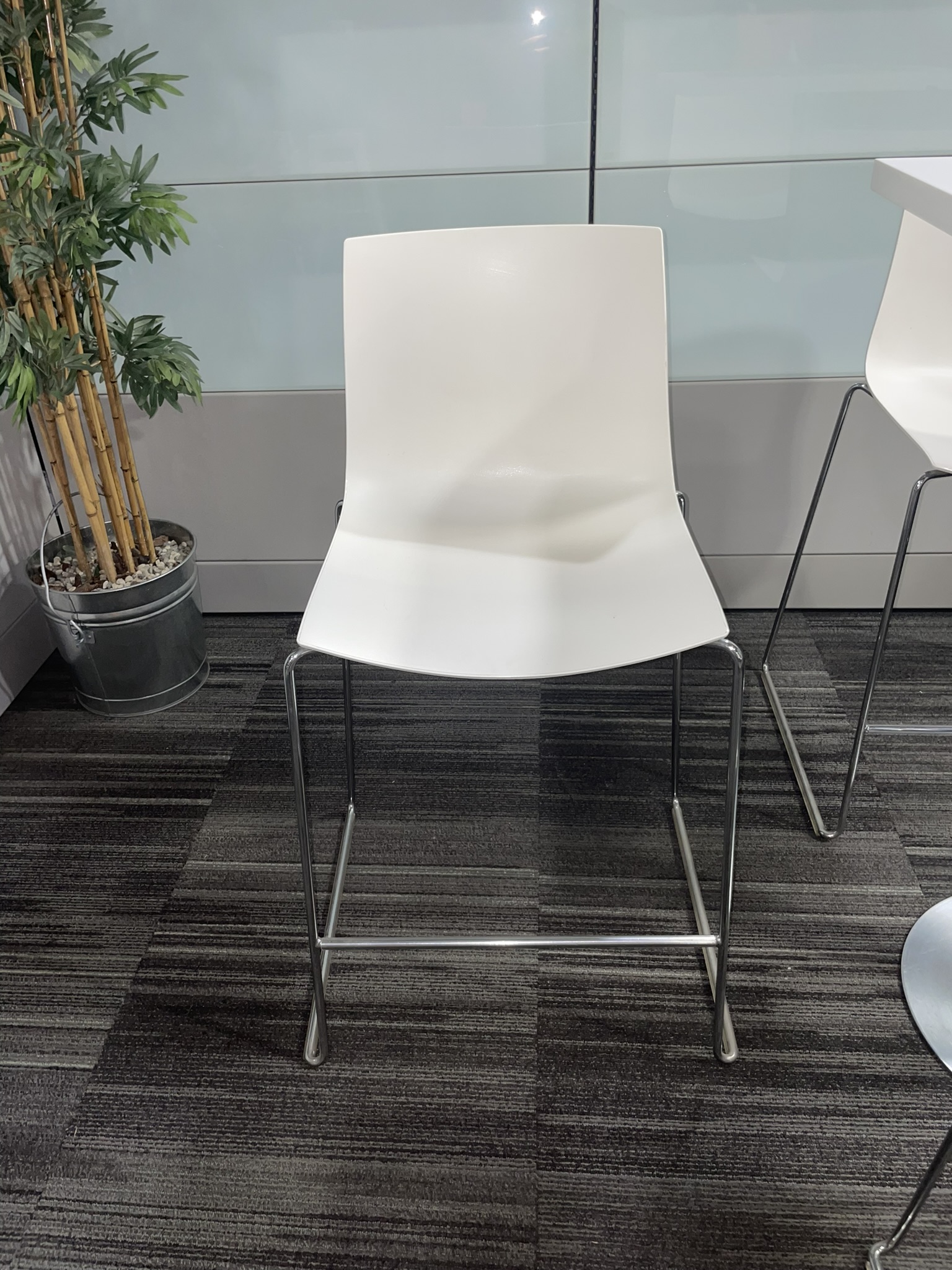 Arper, Cartifa Stool, White with Chrome Frame