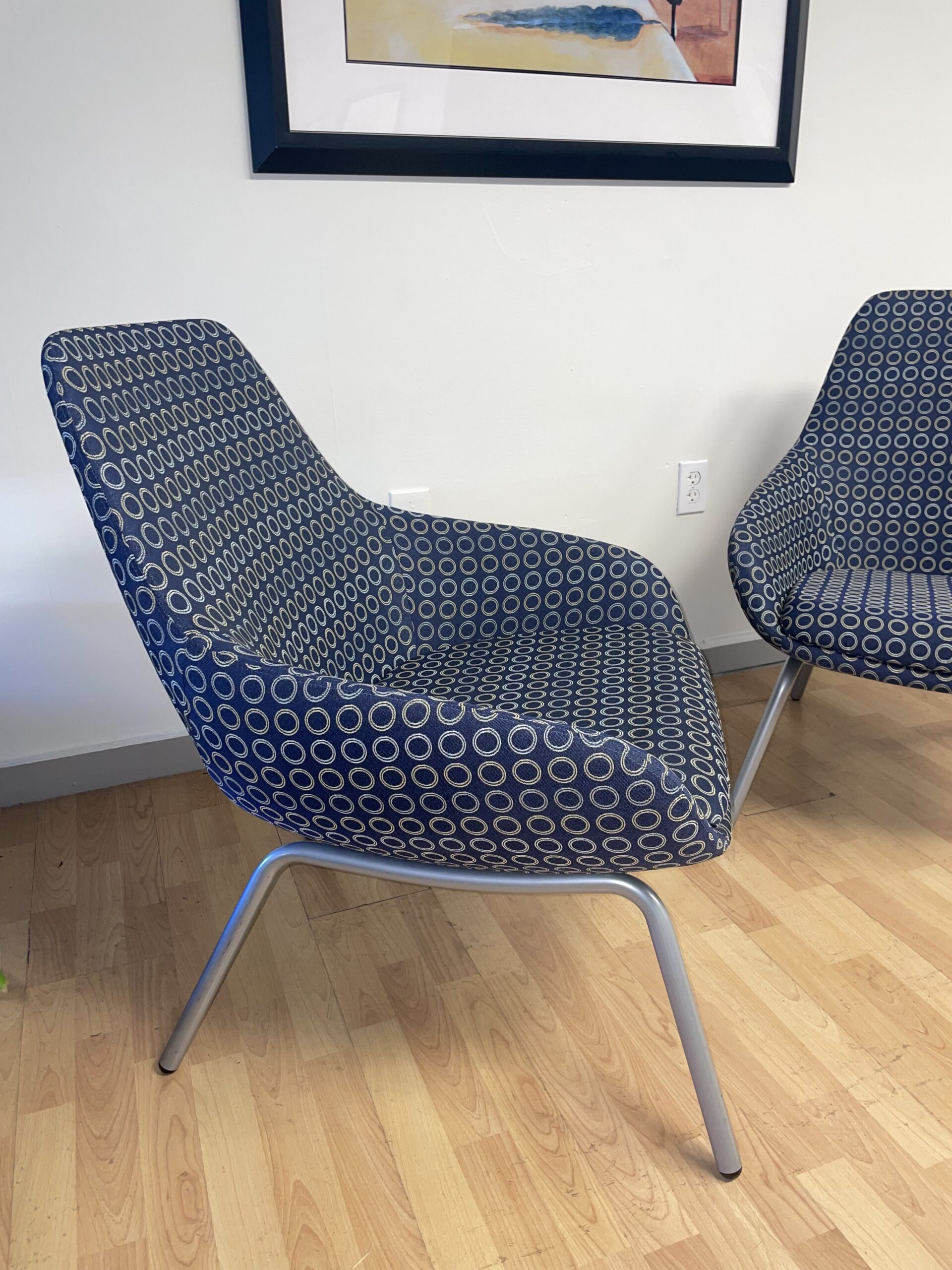 Lily Lounge Chair, Navy, Silver Legs