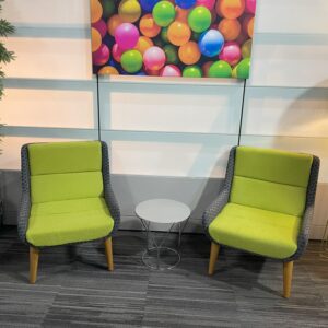 Naughtone, Hush Lounge Chair, Grey and Green, Wooden Legs