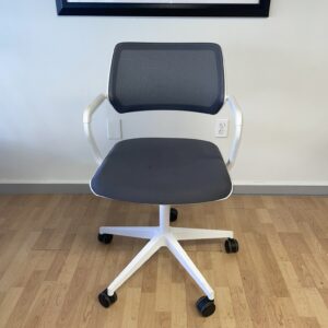 Steel Case, Qivi Office Chair, Grey Fabric with Mesh Back, White Frame