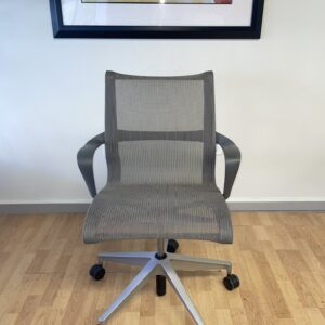 Herman Miller, Setu Chair, Conference Chair, Brown Mesh, Silver and Grey Frame