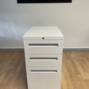 All Steel, Mobile Pedestal, 3-Drawer, White