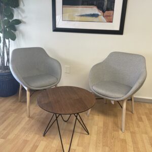 CB2, Hairpin Leg Round Table, 24", Wood with Black Frame