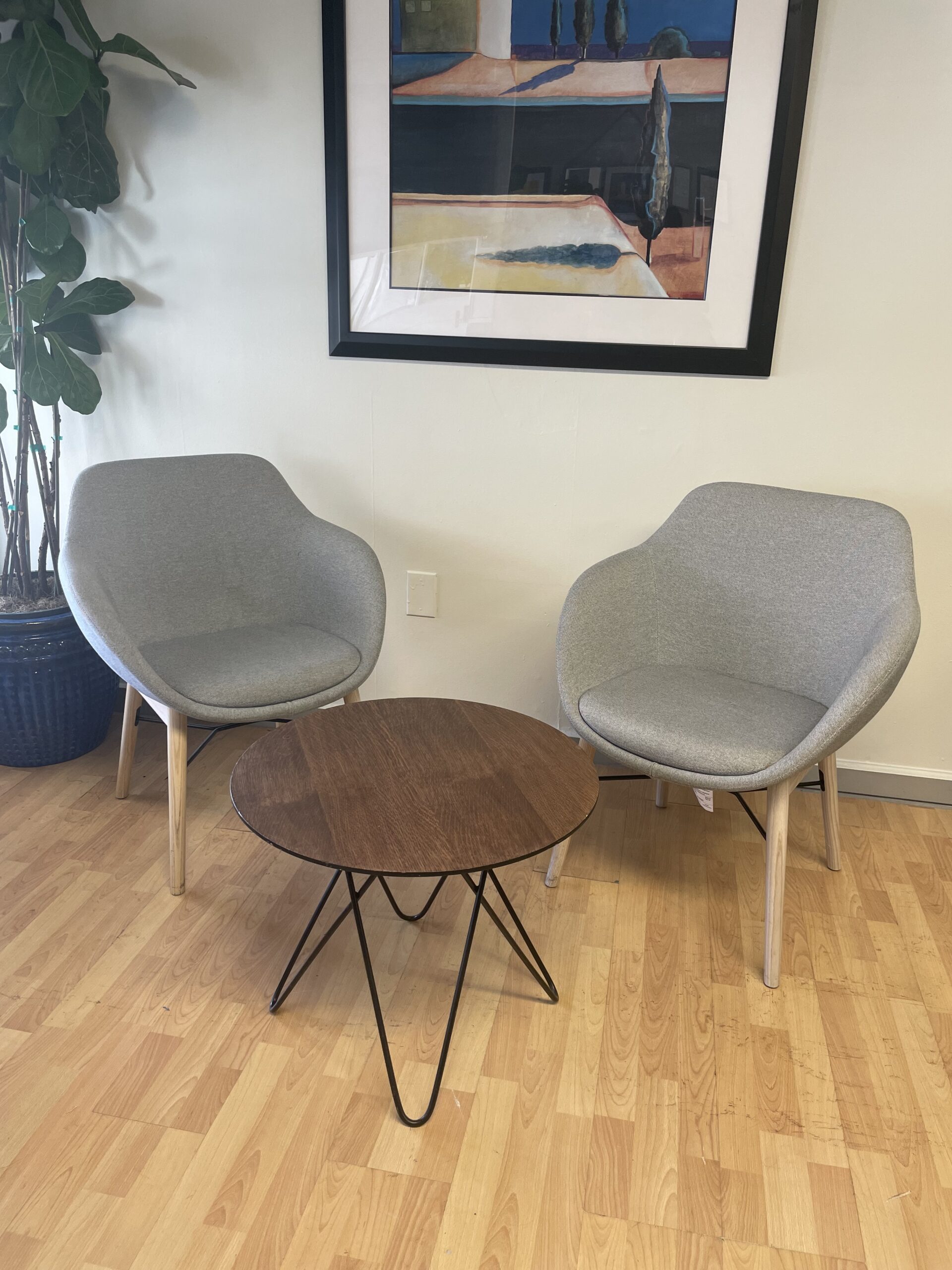 CB2, Hairpin Leg Round Table, 24", Wood with Black Frame