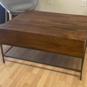 West Elm, Industrial Storage Pop-Up Table, Wood with Black Frame