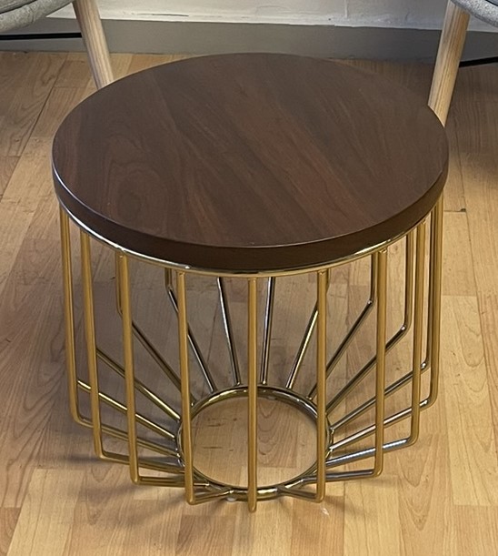 Phase, Coffee Table, Gold Metal with Wood Top