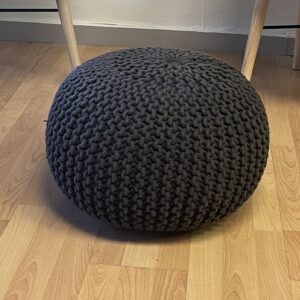 Ottoman, Hand Knitted Pouf, Black