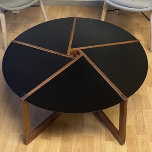 Blu Dot, Pi Coffee Table, Round, Black with Wooden accents
