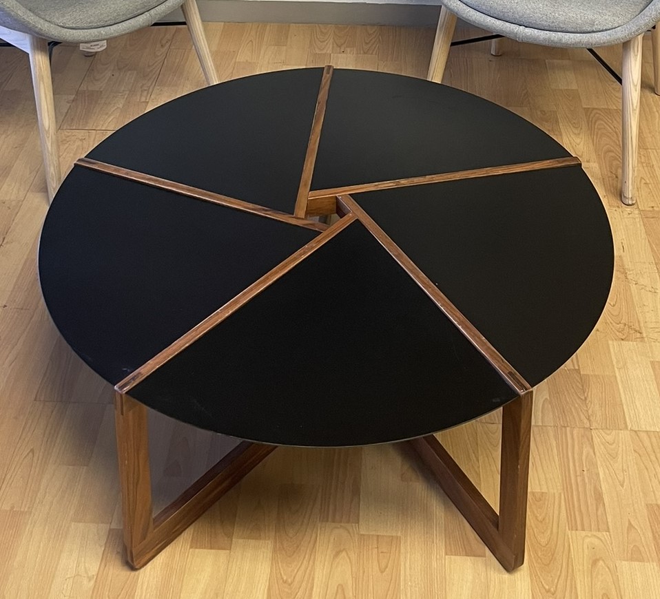 Blu Dot, Pi Coffee Table, Round, Black with Wooden accents