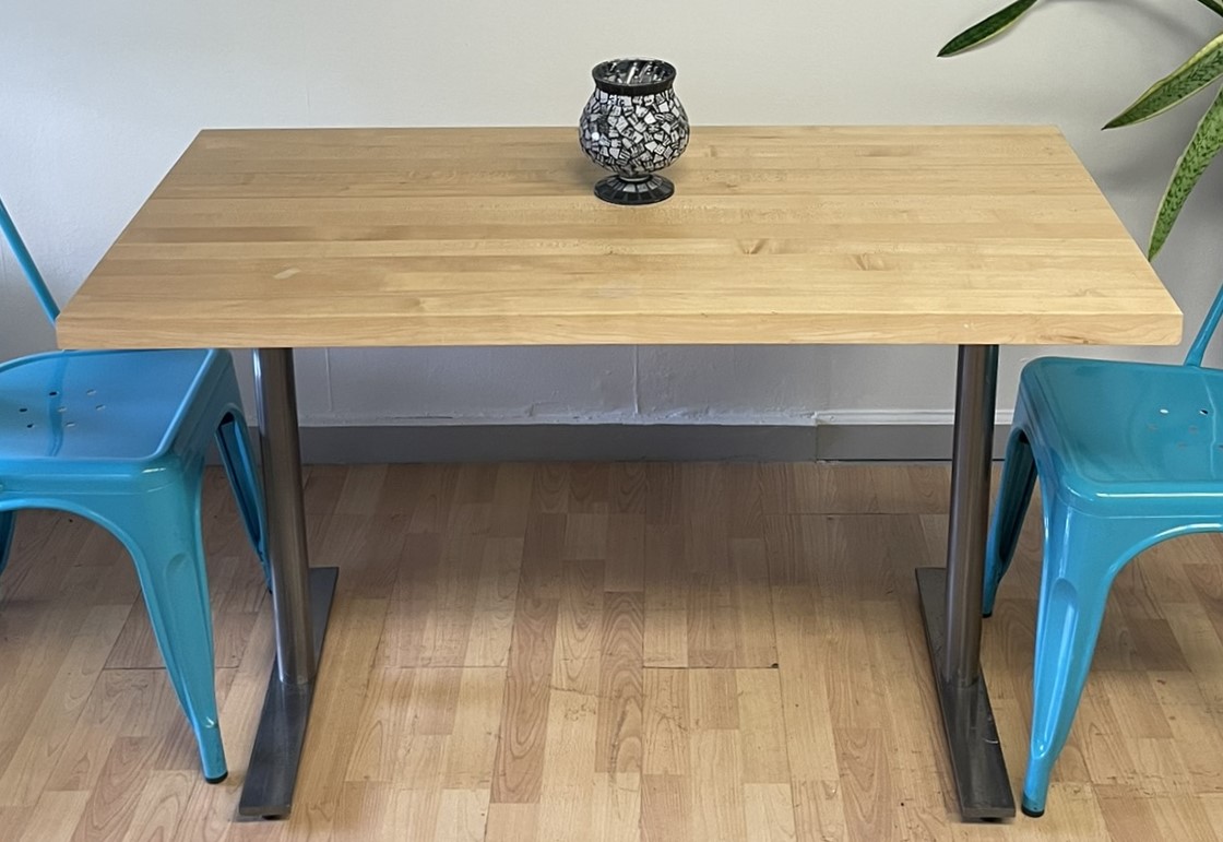 Wood Table Top, 48"Lx24"Dx28"H, Black Steel Base