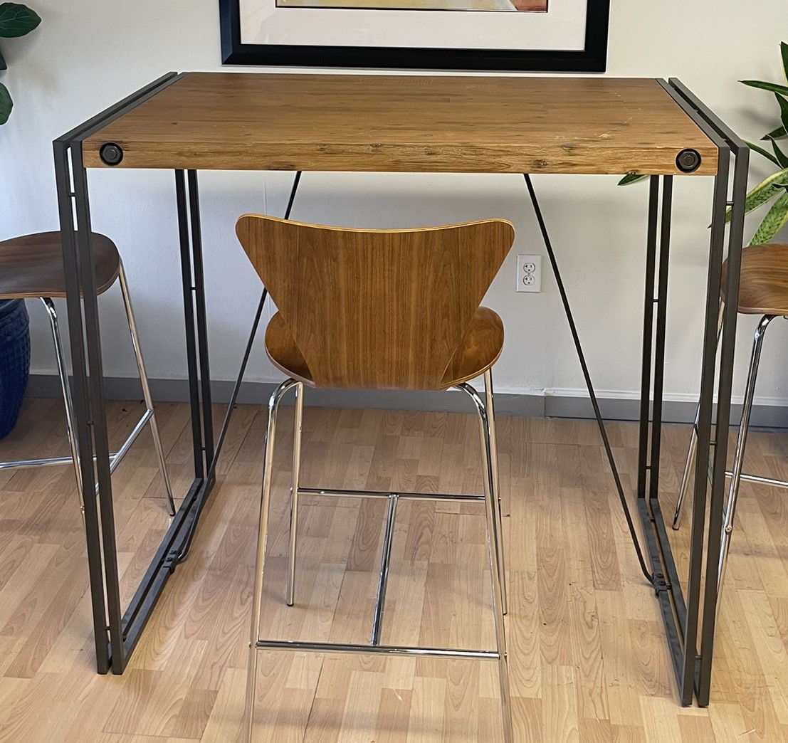 Rustic Wood, Iron Frame, 48"L x30"D x44"H High Top Table