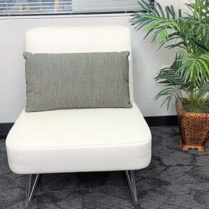 Teknion, Lounge Chair, White Vinyl with Chrome
